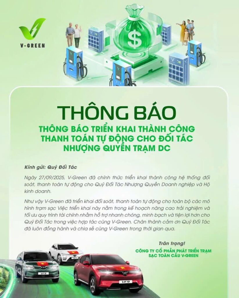 Hệ thống thanh toán tự động VGreen VinFast